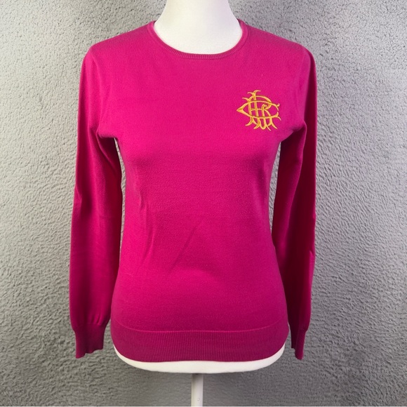 Ralph Lauren Sweaters - Ralph Lauren Sport Sweater Womens Small Pink Crest Embroidered Pullover Preppy